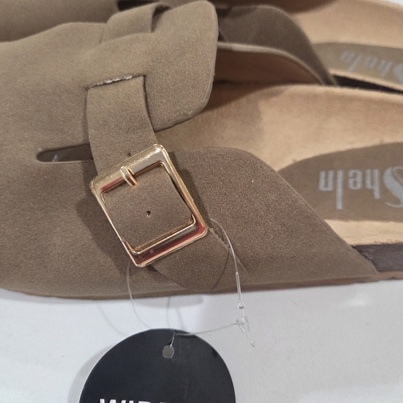 Shelln London Brown Mules with Gold Buckle - Picture 6 of 9